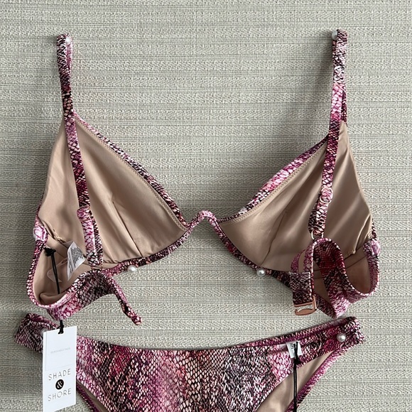 Shade Shore Underwire Pink Snake Swimsuit Bikini Top Womens M L 36D 36 D - Picture 11 of 17